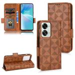 For OnePlus Nord 2T 5G Symmetrical Triangle Leather Phone Case(Brown)