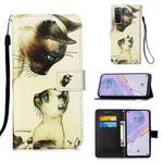 For Huawei nova 7 5G Painting Horizontal Flip Leather Case with Holder & Card Slot & Wallet & Lanyard(Cat Stare)