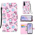 For Huawei nova 7 Pro 5G Painting Horizontal Flip Leather Case with Holder & Card Slot & Wallet & Lanyard(Unicorn and Flowers)
