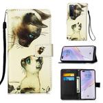 For Huawei nova 7 Pro 5G Painting Horizontal Flip Leather Case with Holder & Card Slot & Wallet & Lanyard(Cat Stare)