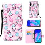 For Huawei P40 Lite E / Y7P Painting Horizontal Flip Leather Case with Holder & Card Slot & Wallet & Lanyard(Unicorn and Flowers)
