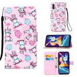 For Galaxy A11 / M11 Painting Horizontal Flip Leather Case with Holder & Card Slot & Wallet & Lanyard(Unicorn and Flowers)