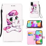 For Galaxy A41 Painting Horizontal Flip Leather Case with Holder & Card Slot & Wallet & Lanyard(Playful Pony)