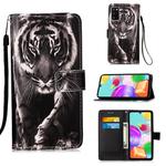 For Galaxy A41 Painting Horizontal Flip Leather Case with Holder & Card Slot & Wallet & Lanyard(Black White Tiger)