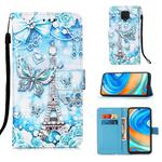 For Xiaomi Redmi Note 9S Painting Horizontal Flip Leather Case with Holder & Card Slot & Wallet & Lanyard(Tower Butterfly)