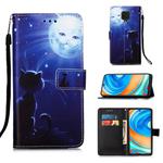 For Xiaomi Redmi Note 9S Painting Horizontal Flip Leather Case with Holder & Card Slot & Wallet & Lanyard(Cat and Sun)