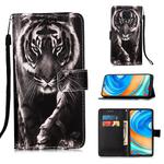 For Xiaomi Redmi Note 9S Painting Horizontal Flip Leather Case with Holder & Card Slot & Wallet & Lanyard(Black White Tiger)