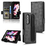 For Samsung Galaxy Z Fold4 Symmetrical Triangle Leather Phone Case(Black)