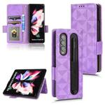 For Samsung Galaxy Z Fold4 Symmetrical Triangle Leather Phone Case(Purple)