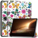 For OPPO Pad 2 11.6 inch Custer Painted 3-Fold Holder Smart Leather Tablet Case(Colorful Butterflies)