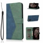 For Samsung Galaxy S20 Dual-color Stitching Leather Phone Case(Blue Green)