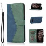 For Samsung Galaxy S10+ Dual-color Stitching Leather Phone Case(Blue Green)