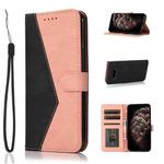 For Samsung Galaxy S10+ Dual-color Stitching Leather Phone Case(Black Rose Gold)