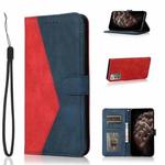 For Samsung Galaxy Note20 Dual-color Stitching Leather Phone Case(Red Blue)