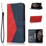 For Samsung Galaxy Note10 Dual-color Stitching Leather Phone Case(Red Blue)