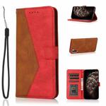 For Samsung Galaxy Note10 Dual-color Stitching Leather Phone Case(Brown Red)