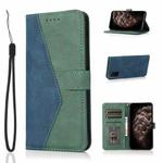 For Samsung Galaxy S20+ Dual-color Stitching Leather Phone Case(Blue Green)