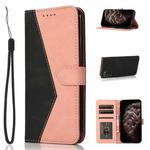 For Samsung Galaxy A02s US Dual-color Stitching Leather Phone Case(Black Rose Gold)