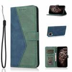 For Samsung Galaxy A12 5G/4G / M12 Dual-color Stitching Leather Phone Case(Blue Green)