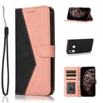 For Samsung Galaxy A40 Dual-color Stitching Leather Phone Case(Black Rose Gold)