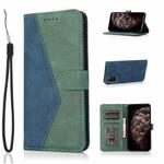 For Samsung Galaxy A41 Dual-color Stitching Leather Phone Case(Blue Green)