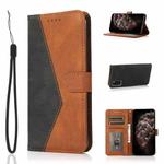 For Samsung Galaxy A41 Dual-color Stitching Leather Phone Case(Black Brown)