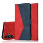 For Samsung Galaxy A15 Dual-color Stitching Leather Phone Case(Red Blue)
