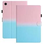 For Lenovo M10 Plus Stitching Gradient Leather Tablet Case(Pink Blue)