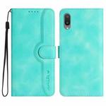 For Samsung Galaxy A02 EU Version Heart Pattern Skin Feel Leather Phone Case(Light Blue)