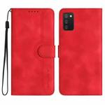 For Samsung Galaxy A02s 164mm Heart Pattern Skin Feel Leather Phone Case(Red)