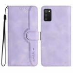 For Samsung Galaxy A02s 164mm Heart Pattern Skin Feel Leather Phone Case(Purple)
