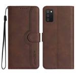 For Samsung Galaxy A02s 164mm Heart Pattern Skin Feel Leather Phone Case(Brown)