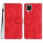 For Samsung Galaxy A12 Heart Pattern Skin Feel Leather Phone Case(Red)