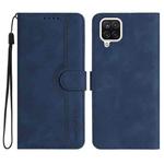 For Samsung Galaxy A12 Heart Pattern Skin Feel Leather Phone Case(Royal Blue)
