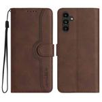 For Samsung Galaxy A13 5G Heart Pattern Skin Feel Leather Phone Case(Brown)