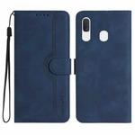 For Samsung Galaxy A20/A30 Heart Pattern Skin Feel Leather Phone Case(Royal Blue)
