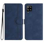 For Samsung Galaxy A22 4G Heart Pattern Skin Feel Leather Phone Case(Royal Blue)