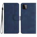 For Samsung Galaxy A22 5G Heart Pattern Skin Feel Leather Phone Case(Royal Blue)