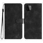 For Samsung Galaxy A22 5G Heart Pattern Skin Feel Leather Phone Case(Black)