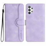 For Samsung Galaxy A32 5G Heart Pattern Skin Feel Leather Phone Case(Purple)