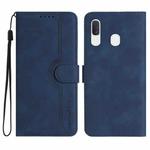 For Samsung Galaxy A40 Heart Pattern Skin Feel Leather Phone Case(Royal Blue)