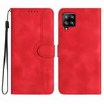 For Samsung Galaxy A42 5G Heart Pattern Skin Feel Leather Phone Case(Red)