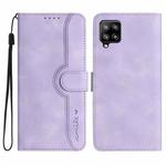 For Samsung Galaxy A42 5G Heart Pattern Skin Feel Leather Phone Case(Purple)