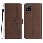 For Samsung Galaxy A42 5G Heart Pattern Skin Feel Leather Phone Case(Brown)
