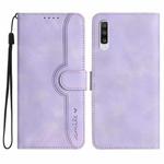 For Samsung Galaxy A50/A50s Heart Pattern Skin Feel Leather Phone Case(Purple)