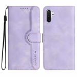 For Samsung Galaxy Note10+ Heart Pattern Skin Feel Leather Phone Case(Purple)
