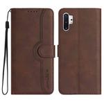 For Samsung Galaxy Note10+ Heart Pattern Skin Feel Leather Phone Case(Brown)