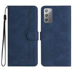 For Samsung Galaxy Note20 Heart Pattern Skin Feel Leather Phone Case(Royal Blue)