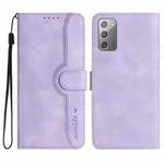 For Samsung Galaxy Note20 Heart Pattern Skin Feel Leather Phone Case(Purple)