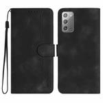 For Samsung Galaxy Note20 Heart Pattern Skin Feel Leather Phone Case(Black)